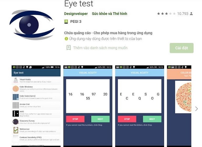 App đo cận thị online Eye Test